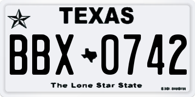 TX license plate BBX0742
