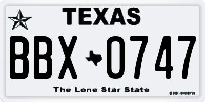 TX license plate BBX0747