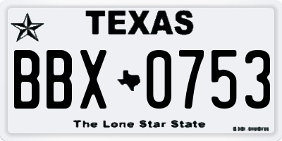TX license plate BBX0753