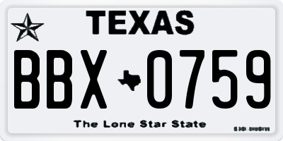 TX license plate BBX0759