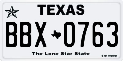 TX license plate BBX0763