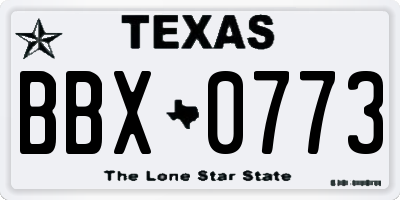 TX license plate BBX0773