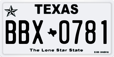 TX license plate BBX0781