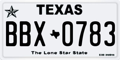 TX license plate BBX0783