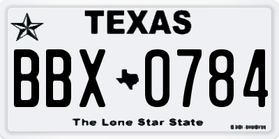 TX license plate BBX0784