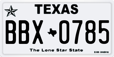 TX license plate BBX0785