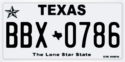 TX license plate BBX0786