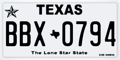 TX license plate BBX0794