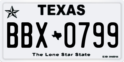 TX license plate BBX0799