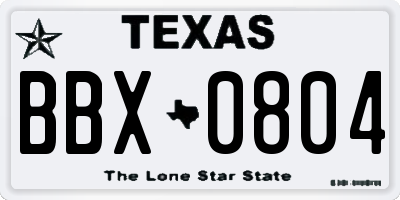TX license plate BBX0804