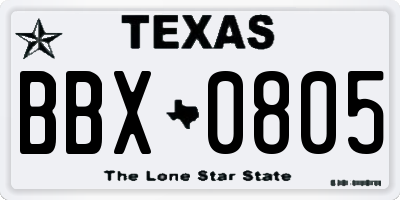 TX license plate BBX0805