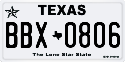 TX license plate BBX0806