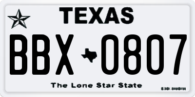TX license plate BBX0807
