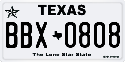 TX license plate BBX0808