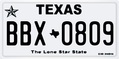 TX license plate BBX0809