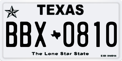 TX license plate BBX0810