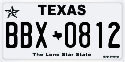 TX license plate BBX0812