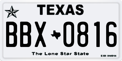 TX license plate BBX0816