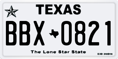 TX license plate BBX0821