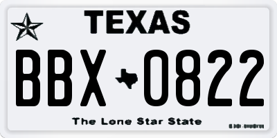 TX license plate BBX0822
