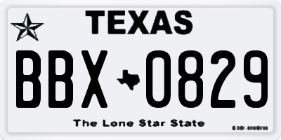 TX license plate BBX0829