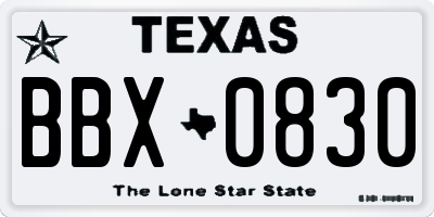 TX license plate BBX0830