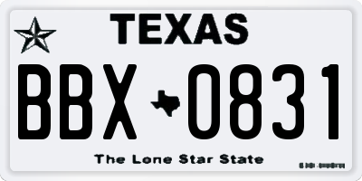 TX license plate BBX0831