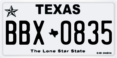 TX license plate BBX0835