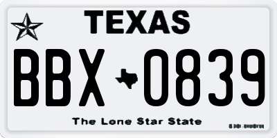 TX license plate BBX0839