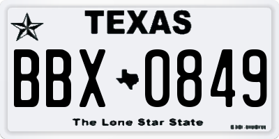 TX license plate BBX0849