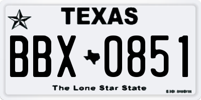 TX license plate BBX0851