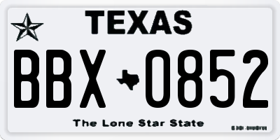TX license plate BBX0852