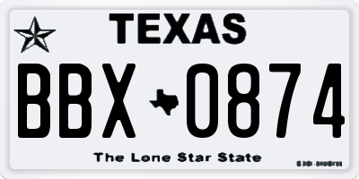 TX license plate BBX0874