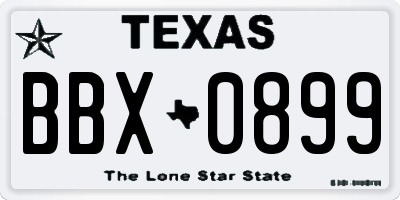 TX license plate BBX0899