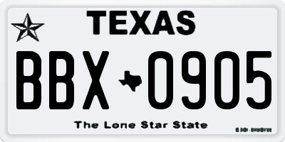 TX license plate BBX0905