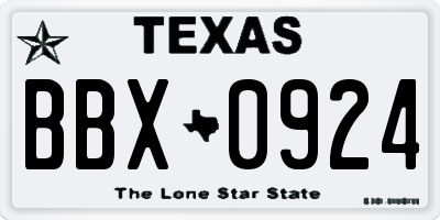 TX license plate BBX0924