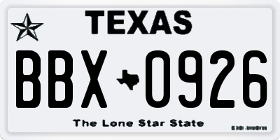 TX license plate BBX0926
