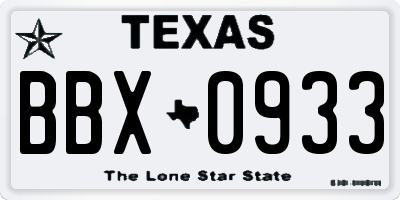 TX license plate BBX0933