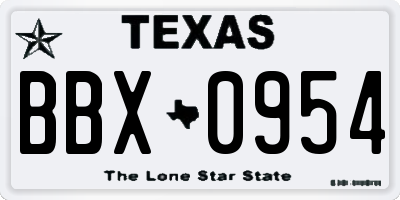 TX license plate BBX0954