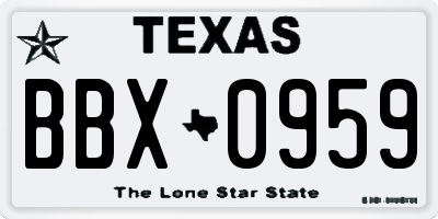 TX license plate BBX0959