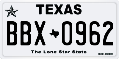 TX license plate BBX0962