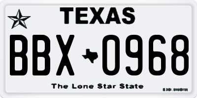 TX license plate BBX0968
