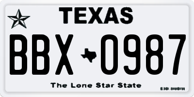 TX license plate BBX0987