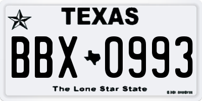 TX license plate BBX0993