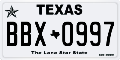TX license plate BBX0997