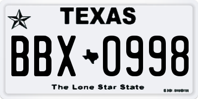 TX license plate BBX0998