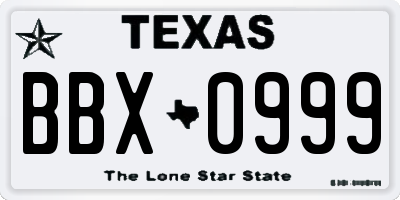 TX license plate BBX0999