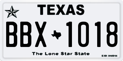 TX license plate BBX1018