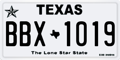 TX license plate BBX1019
