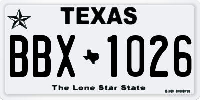 TX license plate BBX1026
